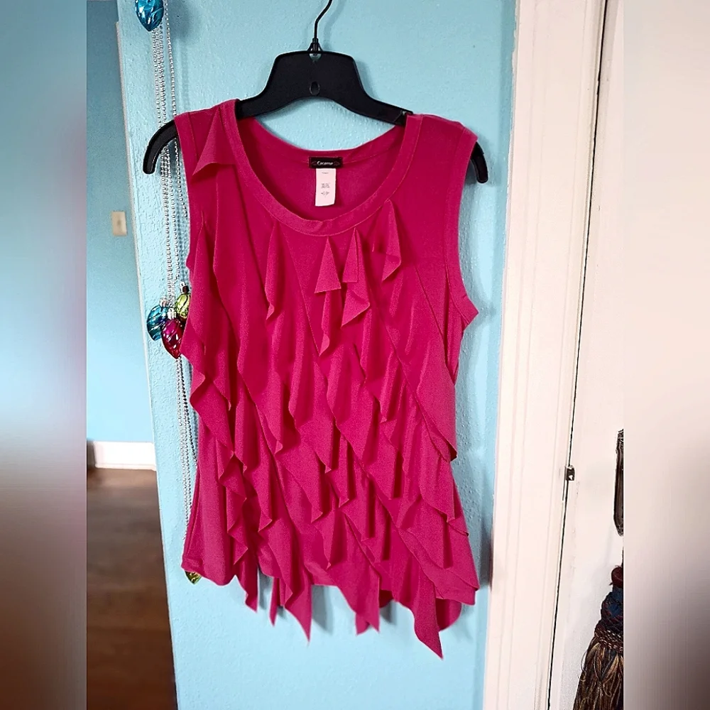 Cocomo Ruffled Hot Pink Sleeveless Women's Small Pull Over Top Pre-owned - Picture 1 of 6